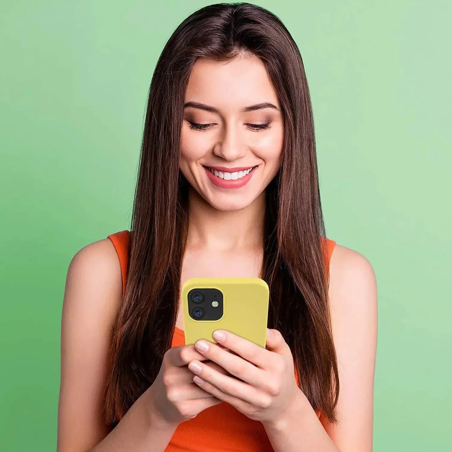 Liquid Silicone Case For Apple iPhone 12 Mini Luxury Thin Phone Cover Yellow