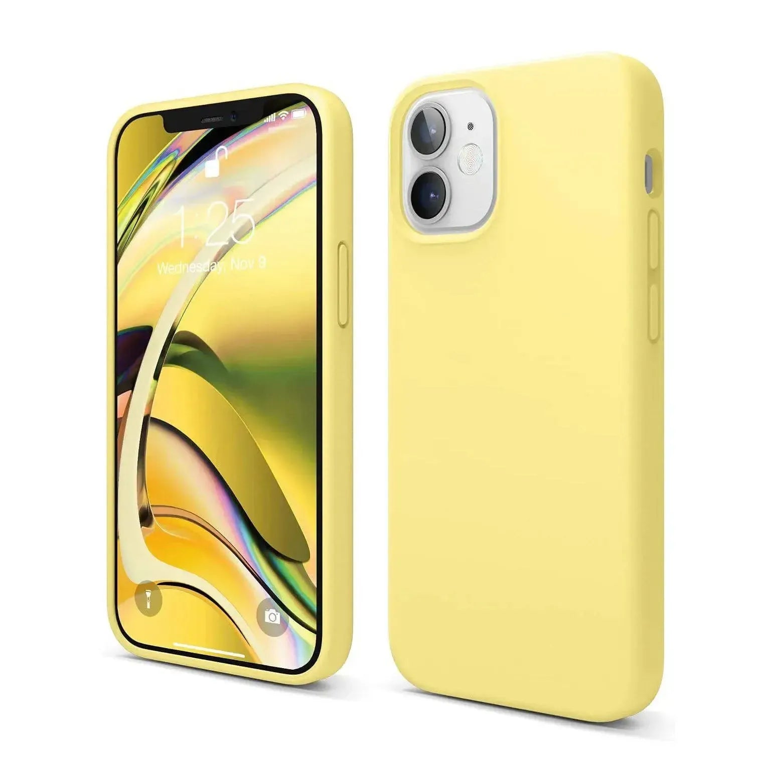 Liquid Silicone Case For Apple iPhone 12 Mini Luxury Thin Phone Cover Yellow