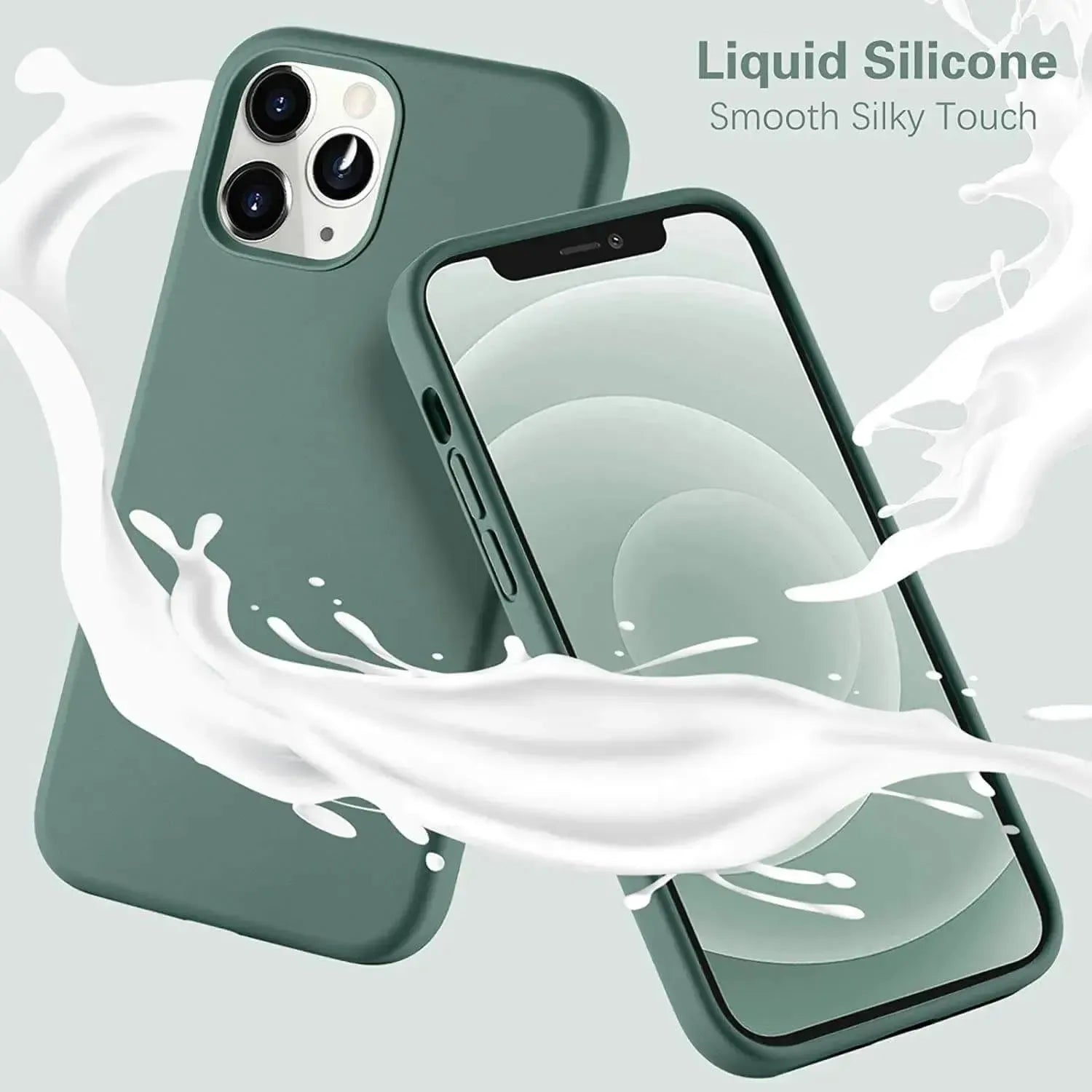 Liquid Silicone Case For Apple iPhone 12 Pro Max Luxury Thin Phone Cover Green