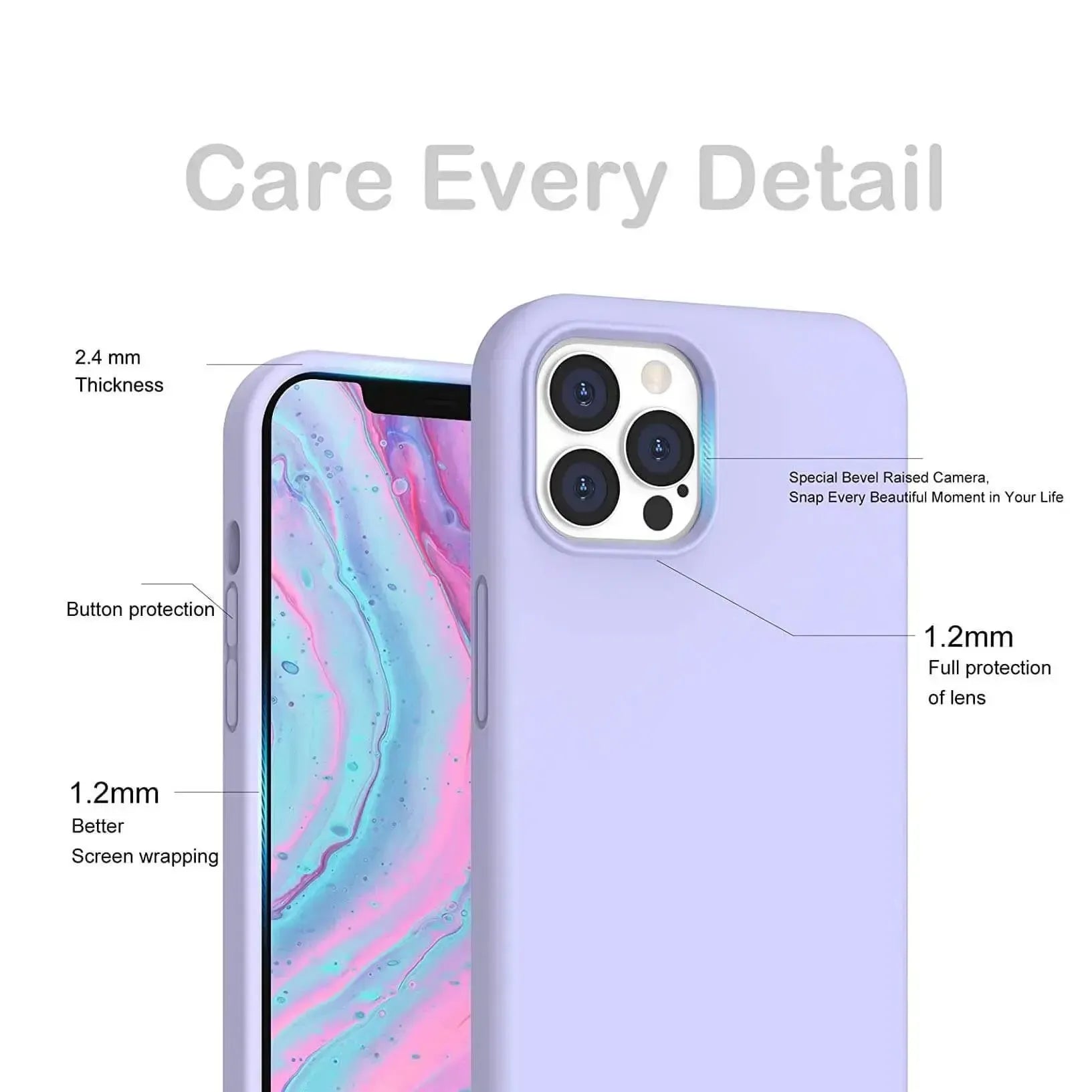 Liquid Silicone Case For Apple iPhone 12 Pro Max Luxury Thin Phone Cover Lilac Purple