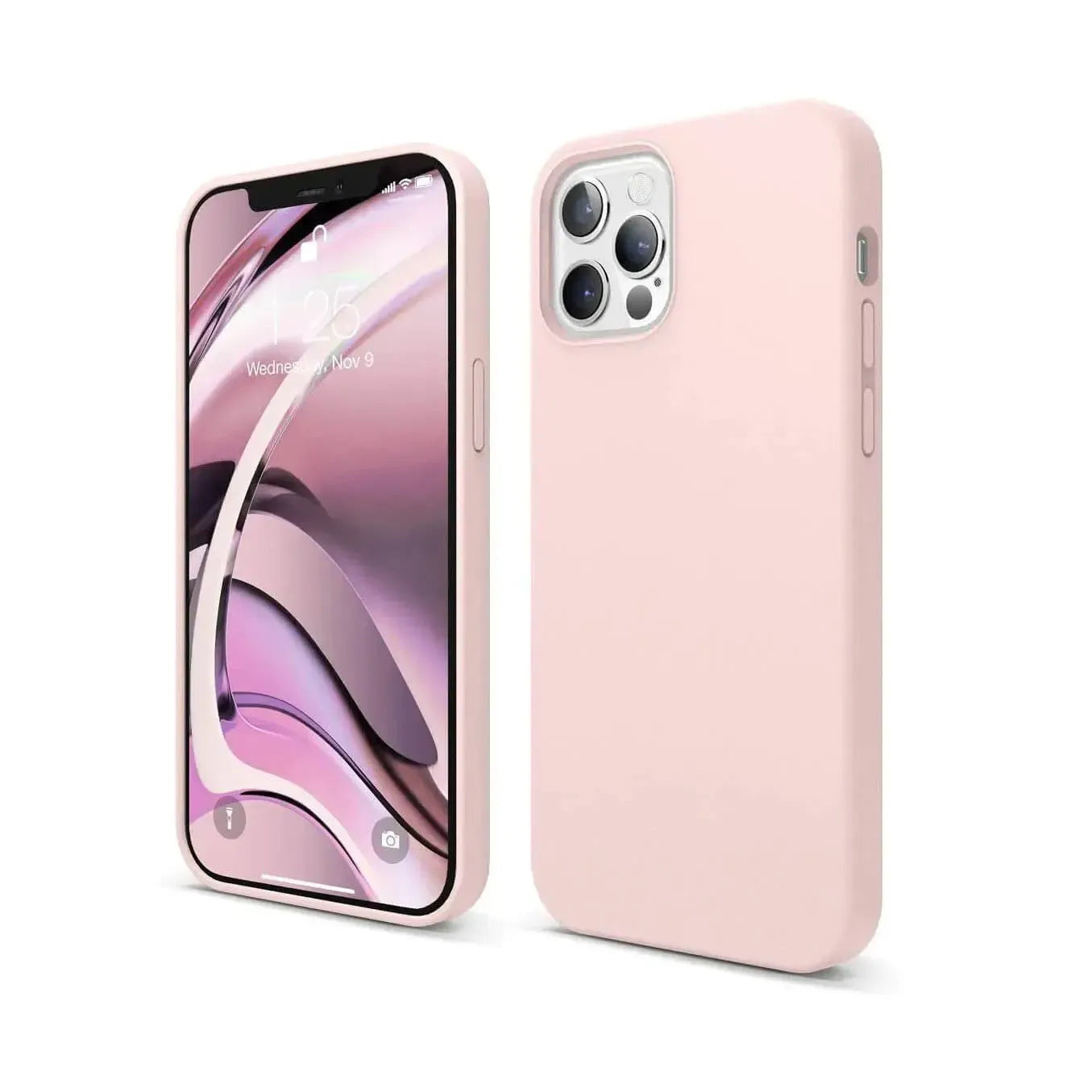 Liquid Silicone Case For Apple iPhone 12 Pro Max Luxury Thin Phone Cover Pink Sand