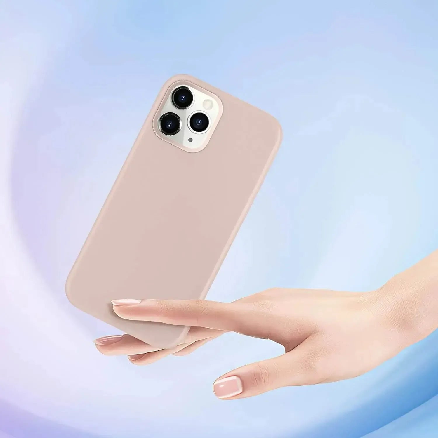 Liquid Silicone Case For Apple iPhone 12 Pro Max Luxury Thin Phone Cover Pink Sand