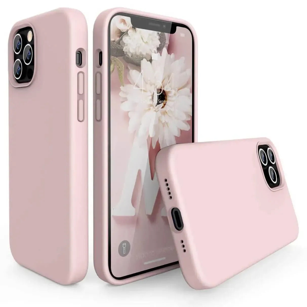 Liquid Silicone Case For Apple iPhone 12 Pro Max Luxury Thin Phone Cover Pink Sand