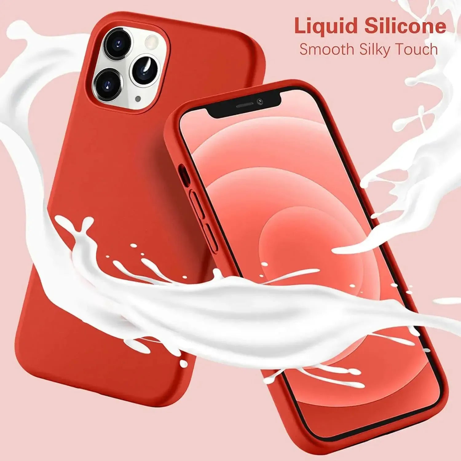 Liquid Silicone Case For Apple iPhone 12 Pro Max Luxury Thin Phone Cover Red