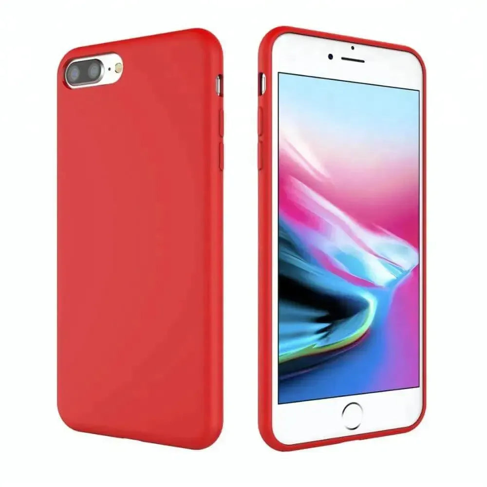 Liquid Silicone Case For Apple iPhone 8 Plus / 7 Plus Luxury Thin Phone Cover Red