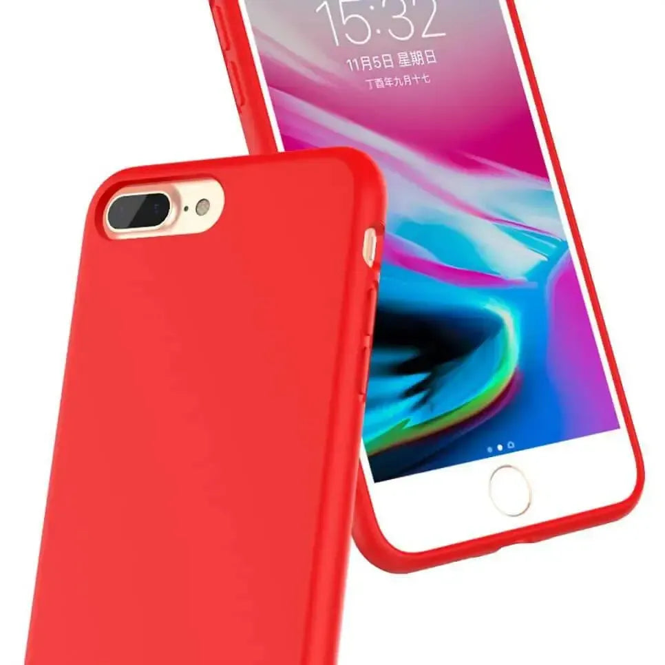 Liquid Silicone Case For Apple iPhone 8 Plus / 7 Plus Luxury Thin Phone Cover Red