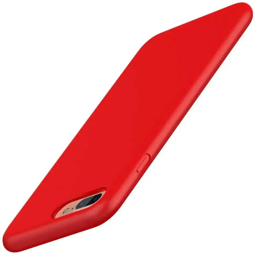 Liquid Silicone Case For Apple iPhone 8 Plus / 7 Plus Luxury Thin Phone Cover Red