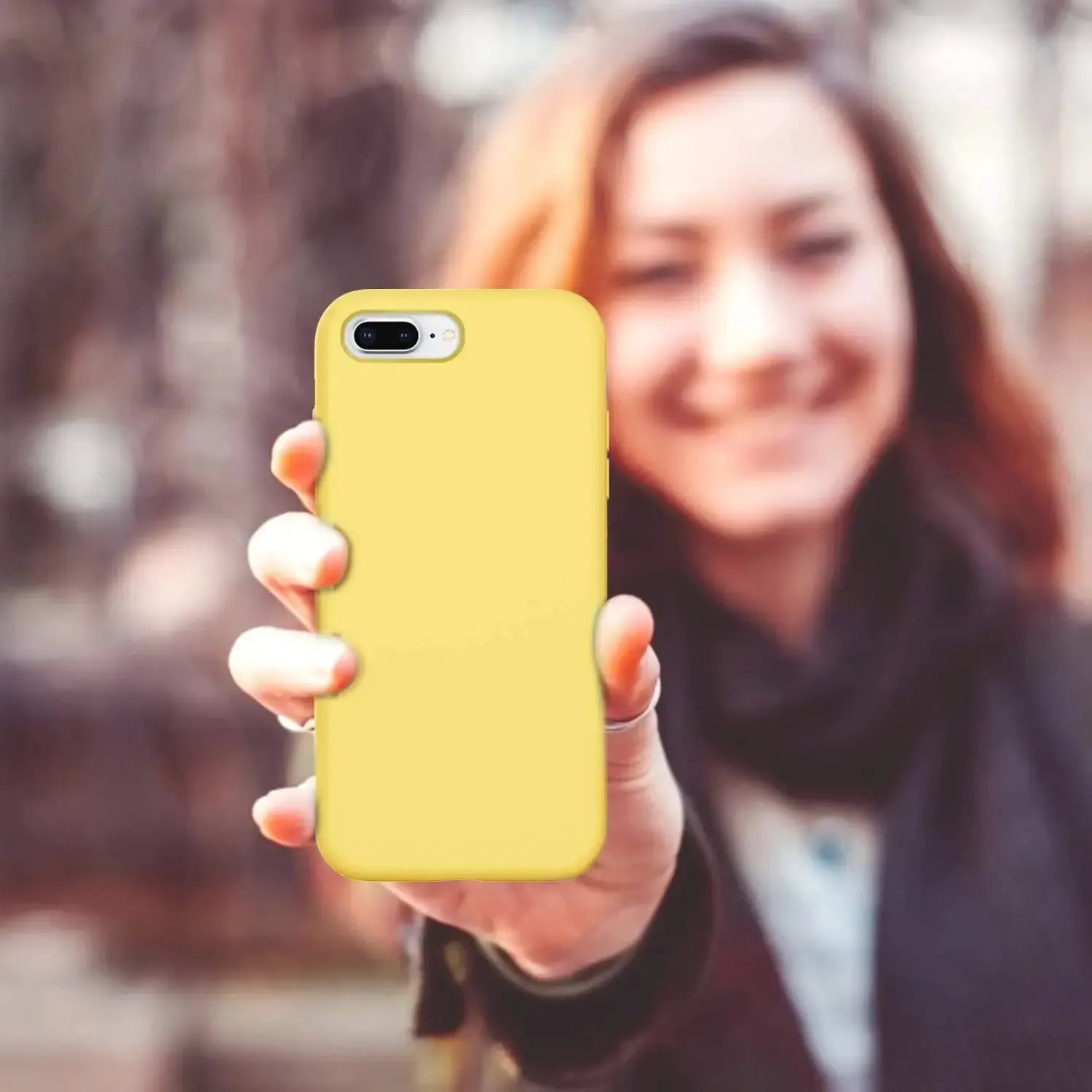 Liquid Silicone Case For Apple iPhone 8 Plus / 7 Plus Luxury Thin Phone Cover Yellow