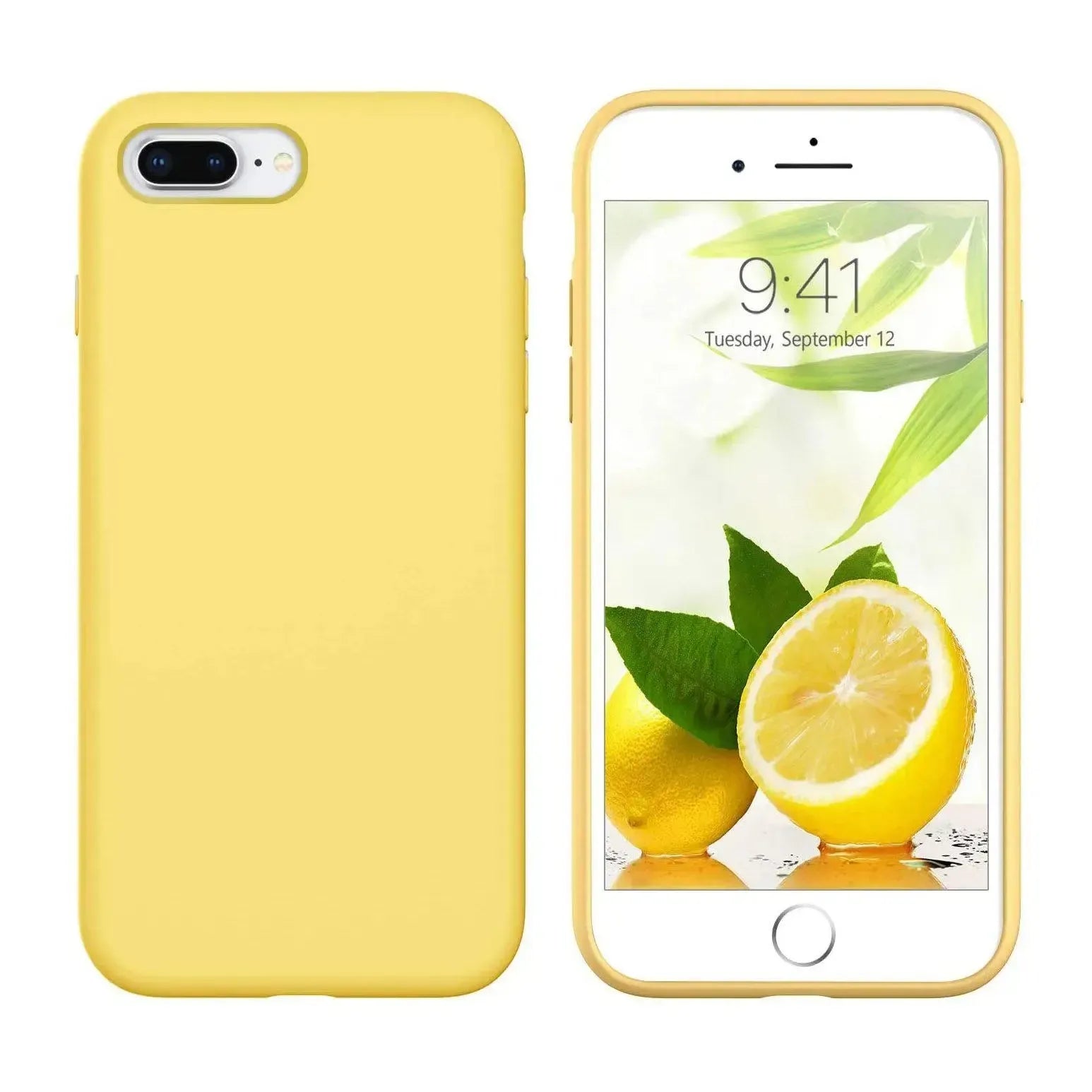 Liquid Silicone Case For Apple iPhone 8 Plus / 7 Plus Luxury Thin Phone Cover Yellow