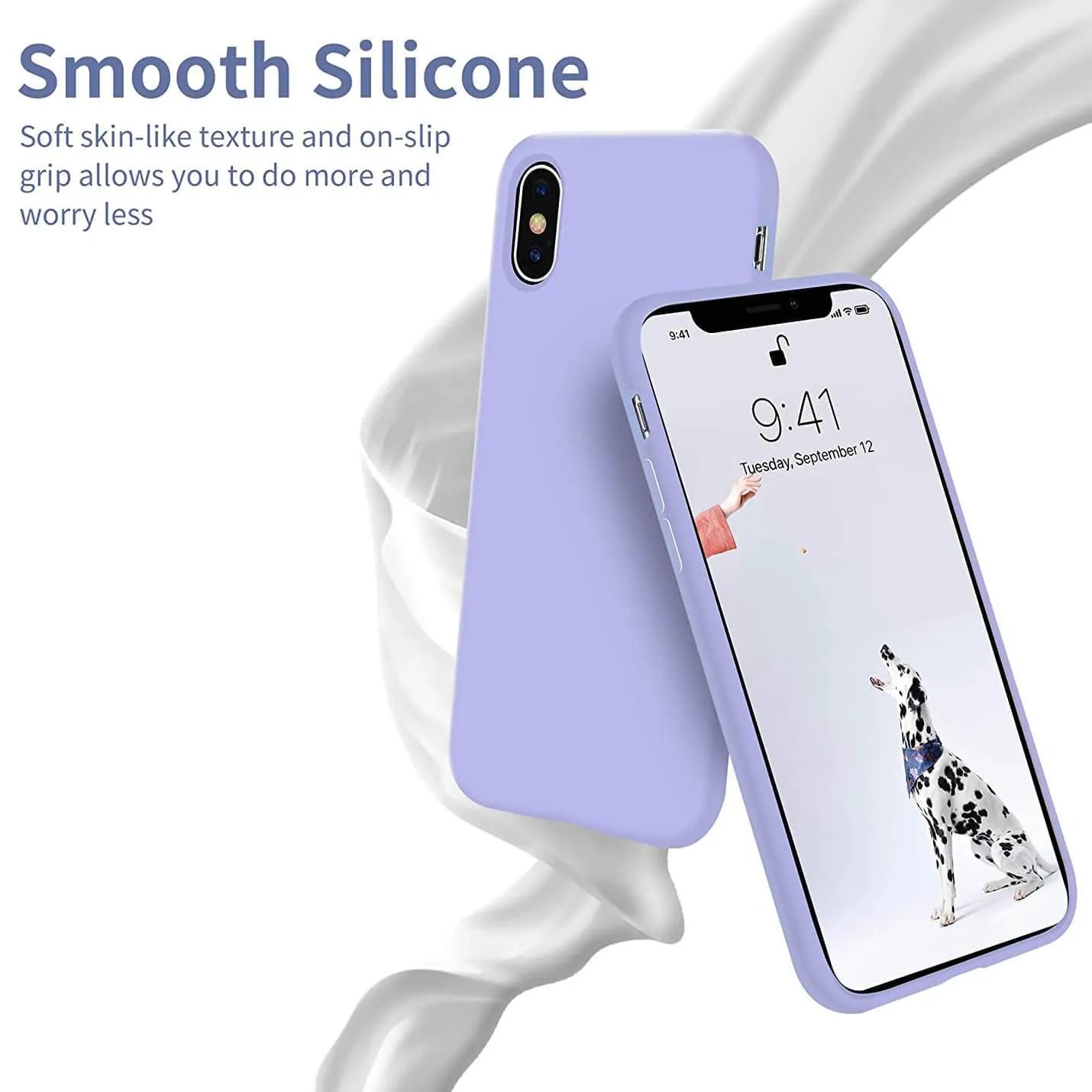 Liquid Silicone Case For Apple iPhone X / XS Luxury Thin Phone Cover Lilac Purple