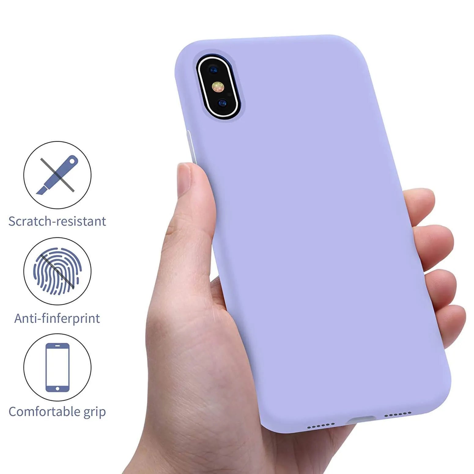 Liquid Silicone Case For Apple iPhone X / XS Luxury Thin Phone Cover Lilac Purple