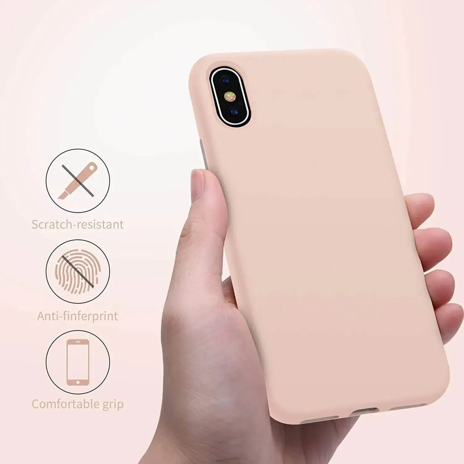 Liquid Silicone Case For Apple iPhone X / XS Luxury Thin Phone Cover Pink Sand