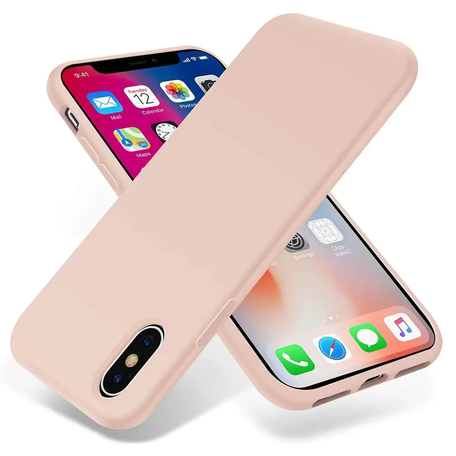 Liquid Silicone Case For Apple iPhone X / XS Luxury Thin Phone Cover Pink Sand