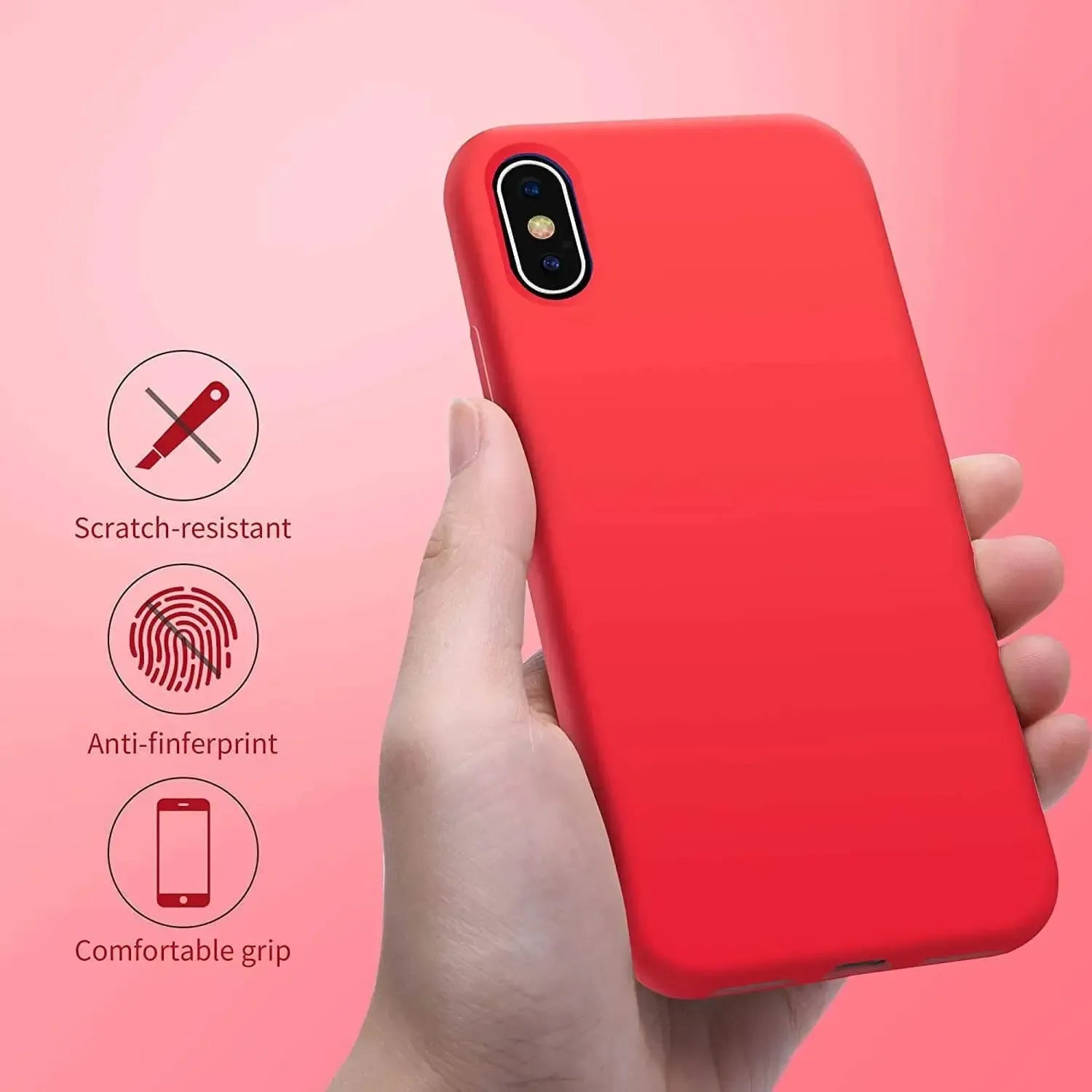 Liquid Silicone Case For Apple iPhone X / XS Luxury Thin Phone Cover Red