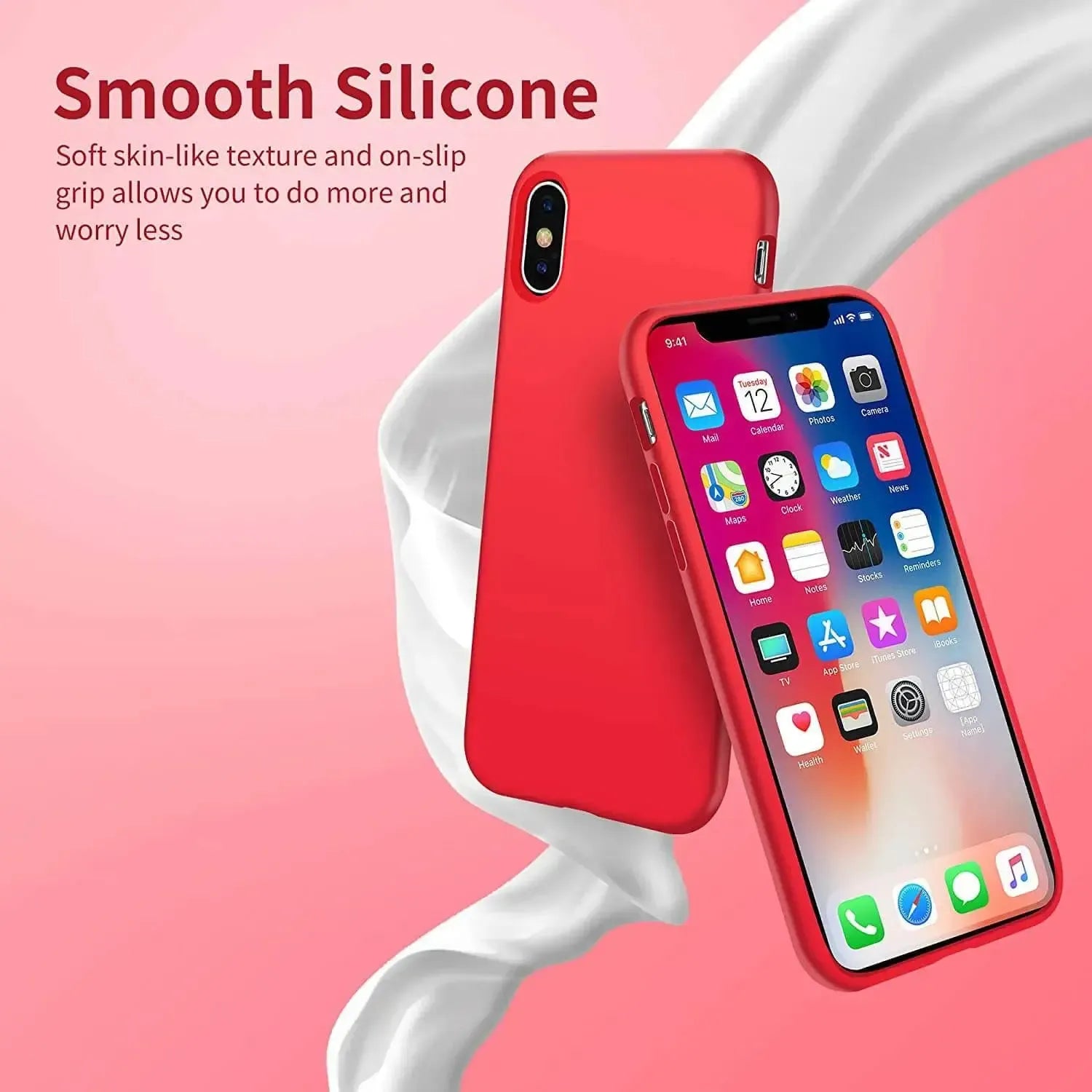 Liquid Silicone Case For Apple iPhone X / XS Luxury Thin Phone Cover Red