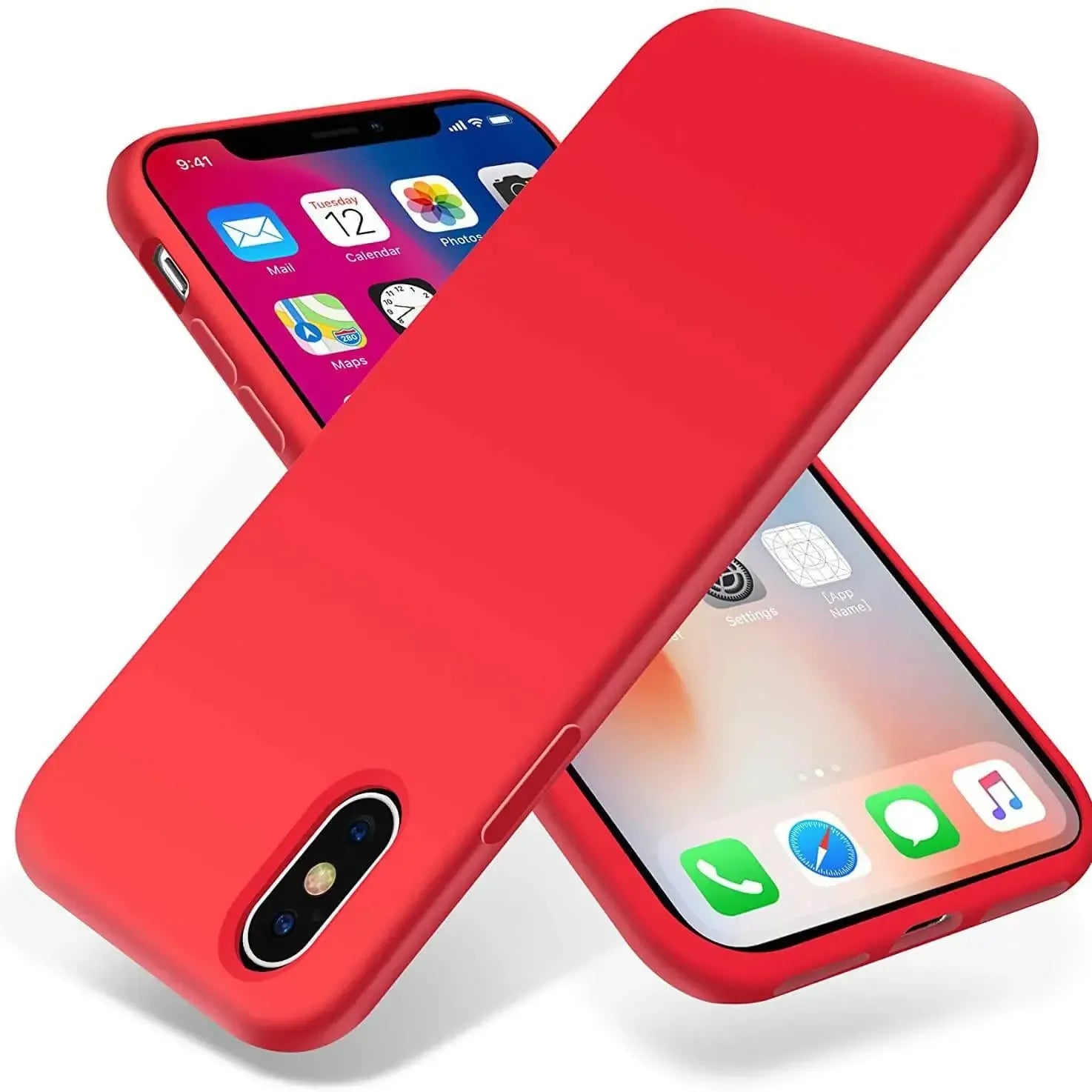 Liquid Silicone Case For Apple iPhone X / XS Luxury Thin Phone Cover Red
