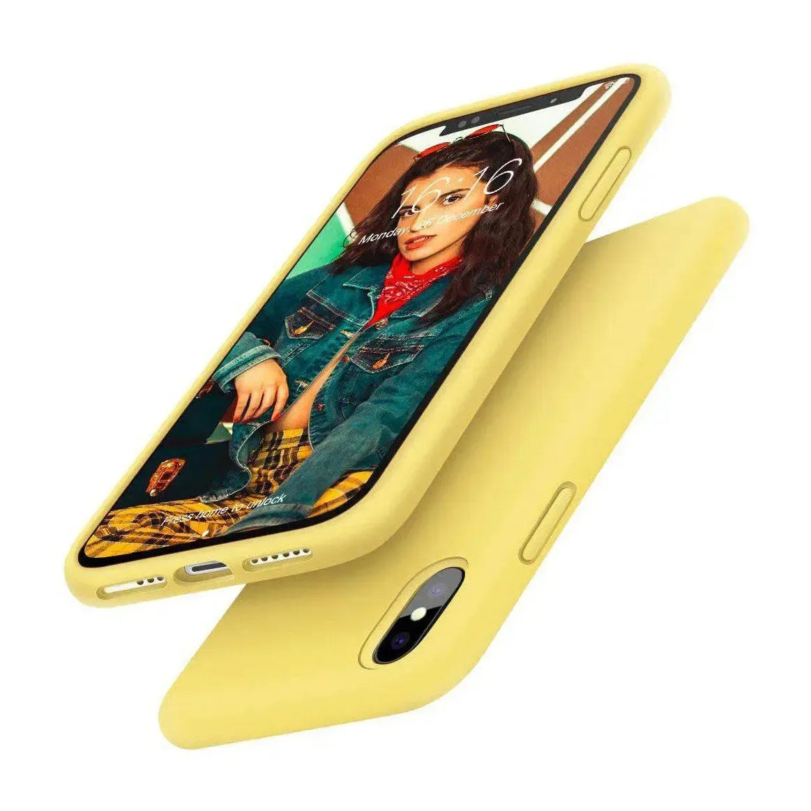 Liquid Silicone Case For Apple iPhone X / XS Luxury Thin Phone Cover Yellow
