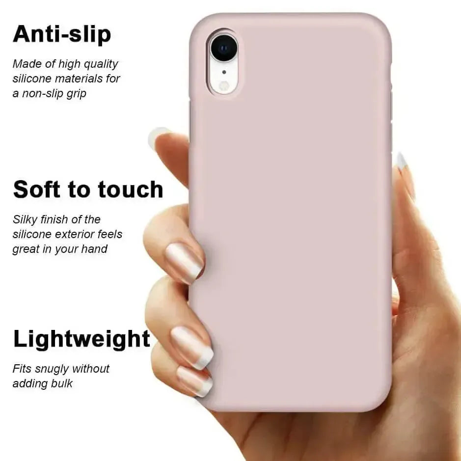 Liquid Silicone Case For Apple iPhone XR Luxury Thin Phone Cover Pink Sand