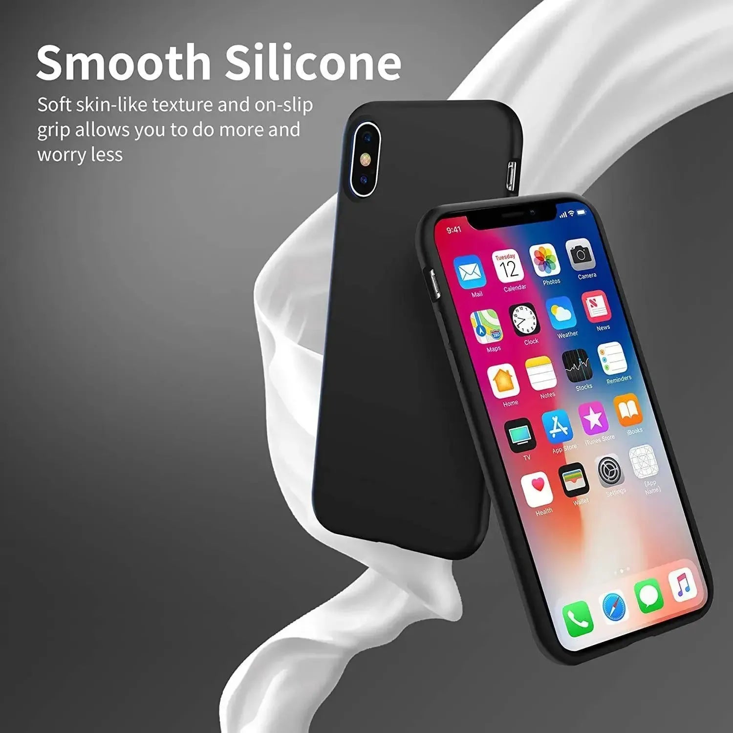 Liquid Silicone Case For Apple iPhone XS Max Luxury Thin Phone Cover Black