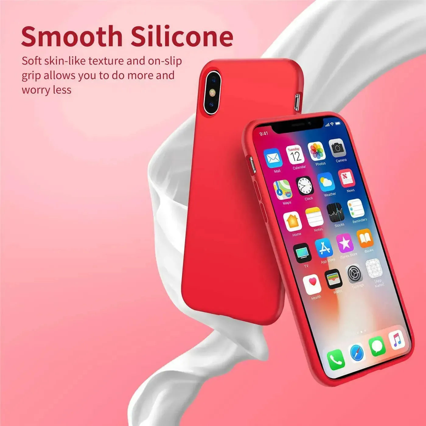 Liquid Silicone Case For Apple iPhone XS Max Luxury Thin Phone Cover Red