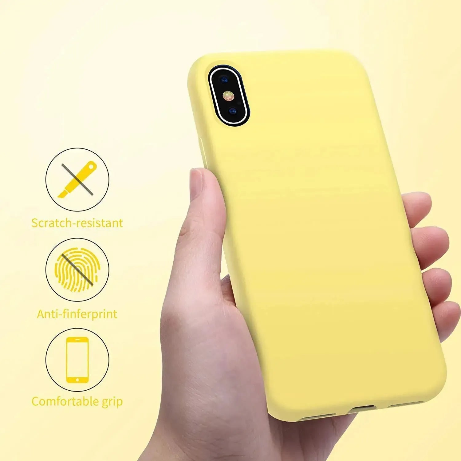 Liquid Silicone Case For Apple iPhone XS Max Luxury Thin Phone Cover Yellow