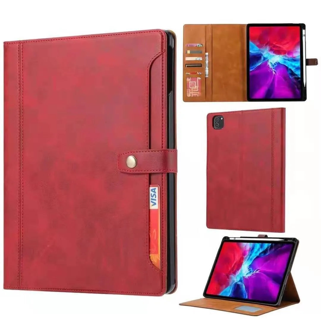 For Samsung Galaxy Tab A7 10.4" (T500/T505) Stitched Premium Wallet Case - Red