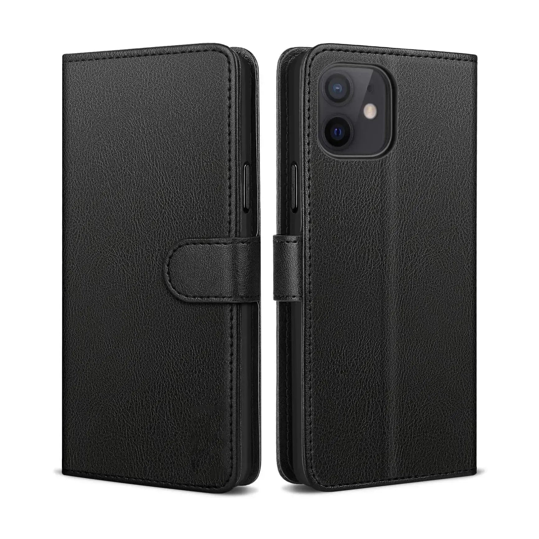 PU Leather Wallet Cover For Apple iPhone 12 Mini Case Holder Card Slots Black