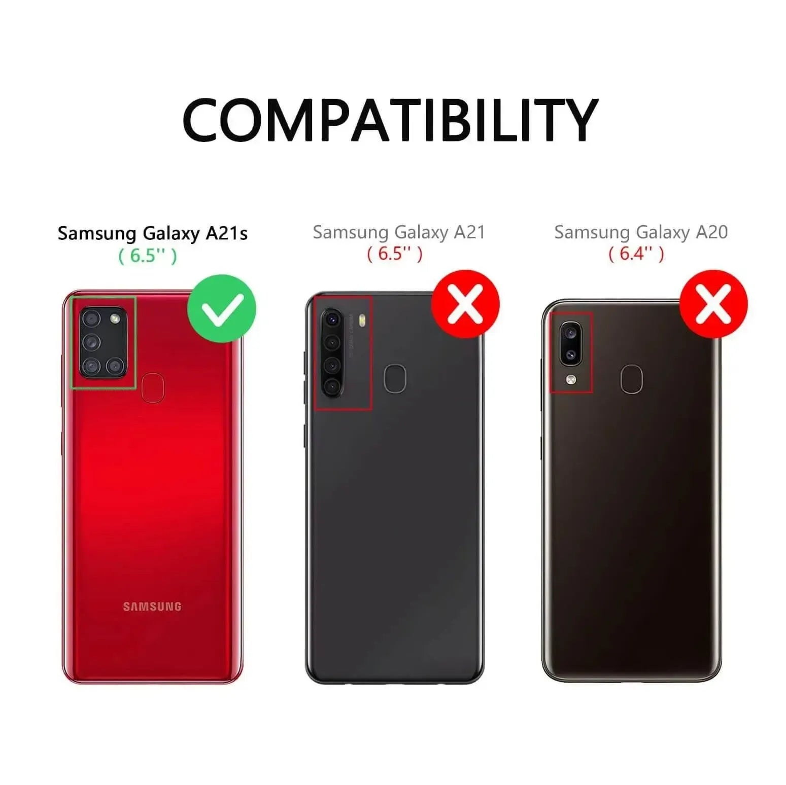 PU Leather Wallet Cover For Samsung Galaxy A21s Case Holder Card Slots Black