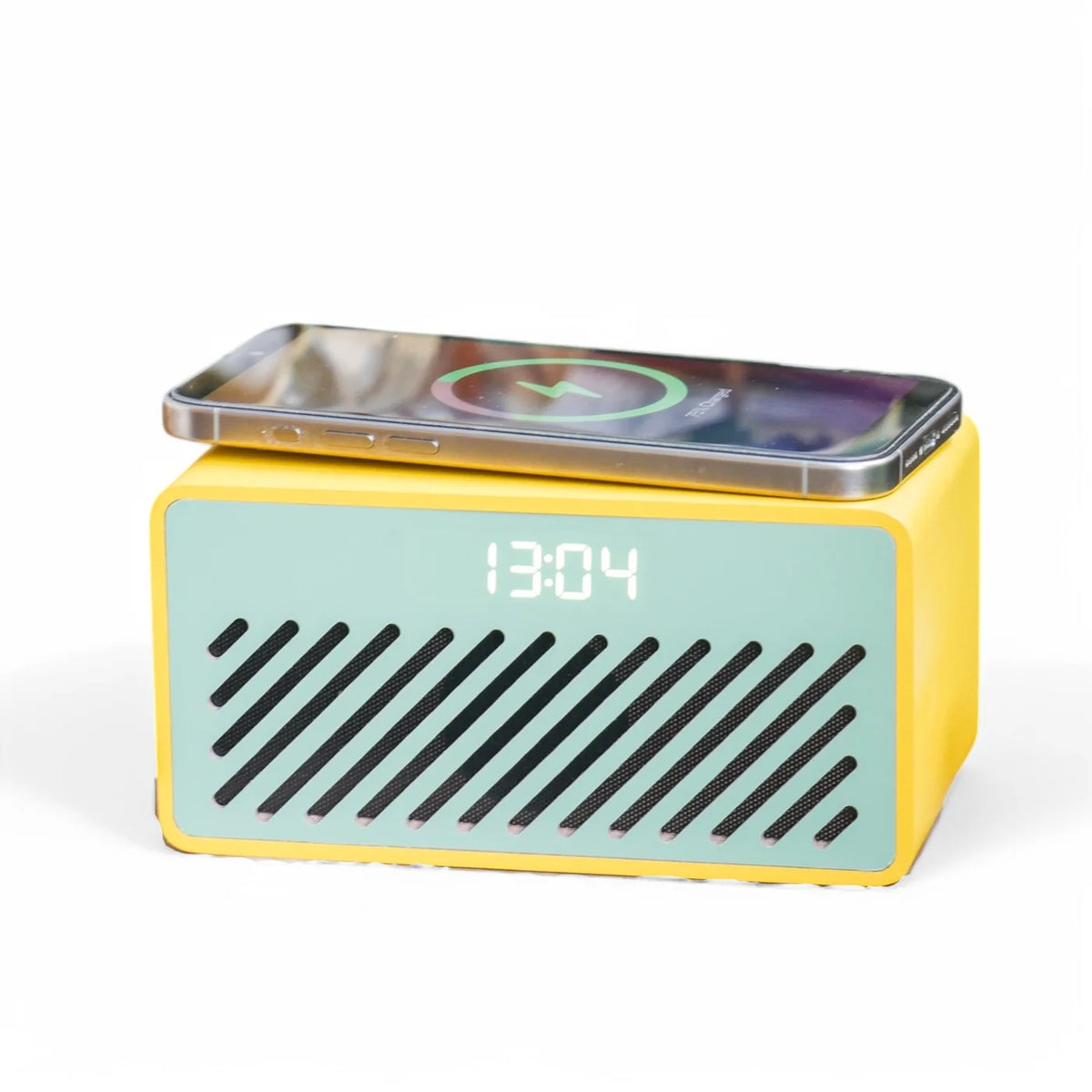 Rise Mix Wireless Phone Charger Bluetooth Speaker & Alarm Clock - Yellow Green