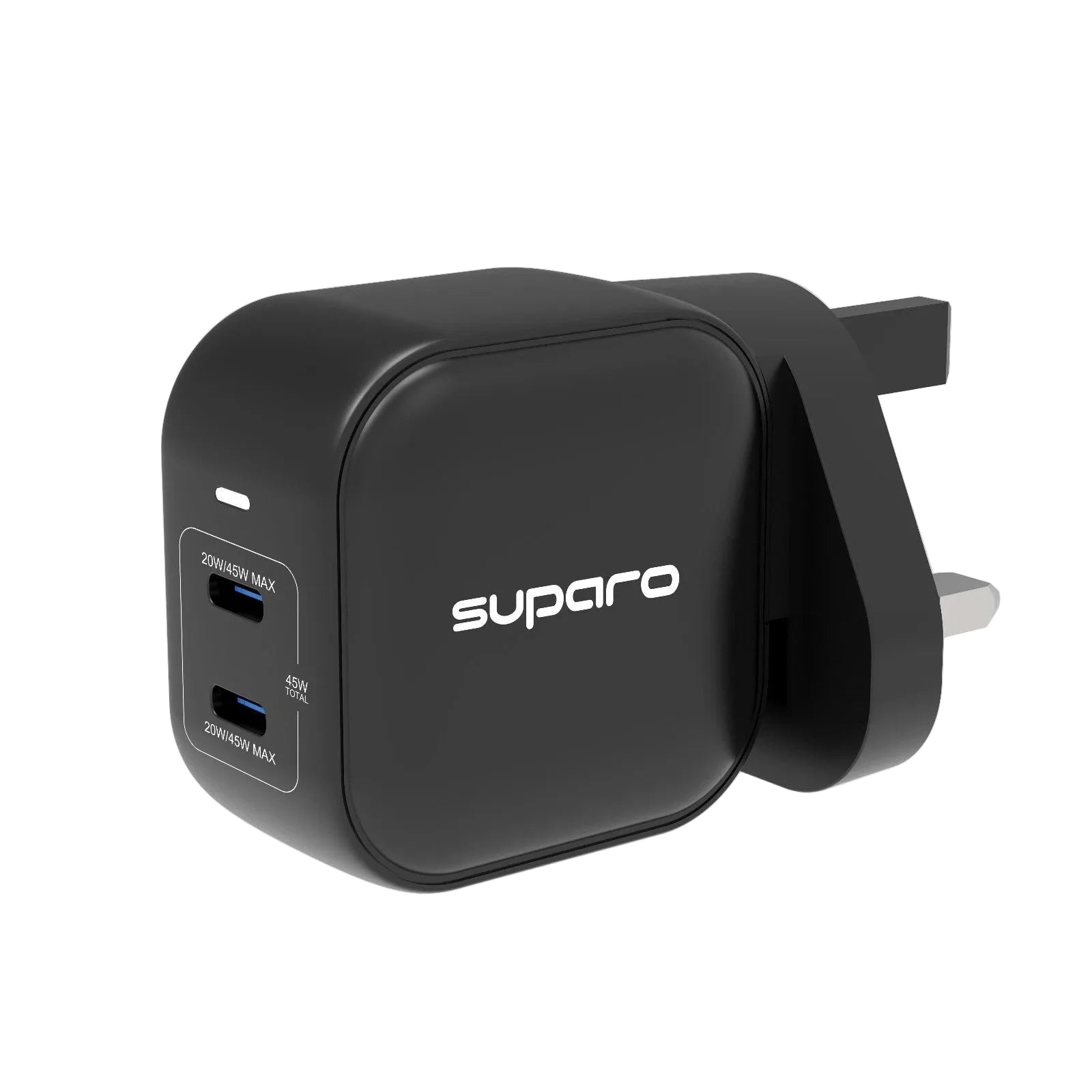 Suparo 45W GAN Dual USB-C Wall Charger - Black