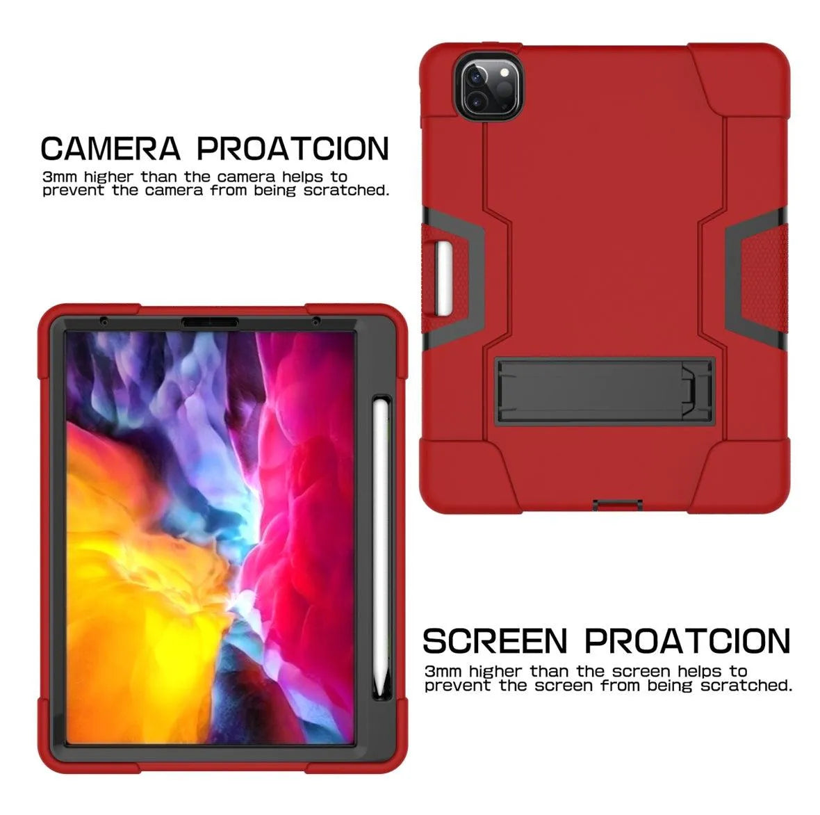 For Samsung Galaxy Tab A7 10.4" (T500/T505) Hard Case Survivor with Stand - Red
