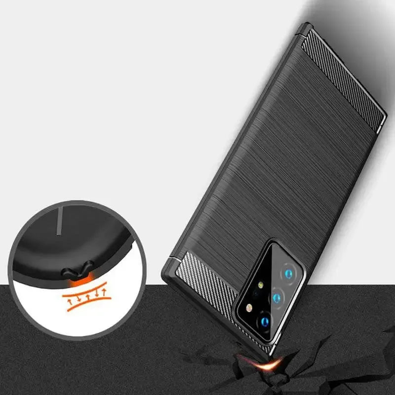 TPU Cover For Samsung Galaxy Note 20 Ultra / Note 20 Ultra 5G Carbon Fiber Case Black