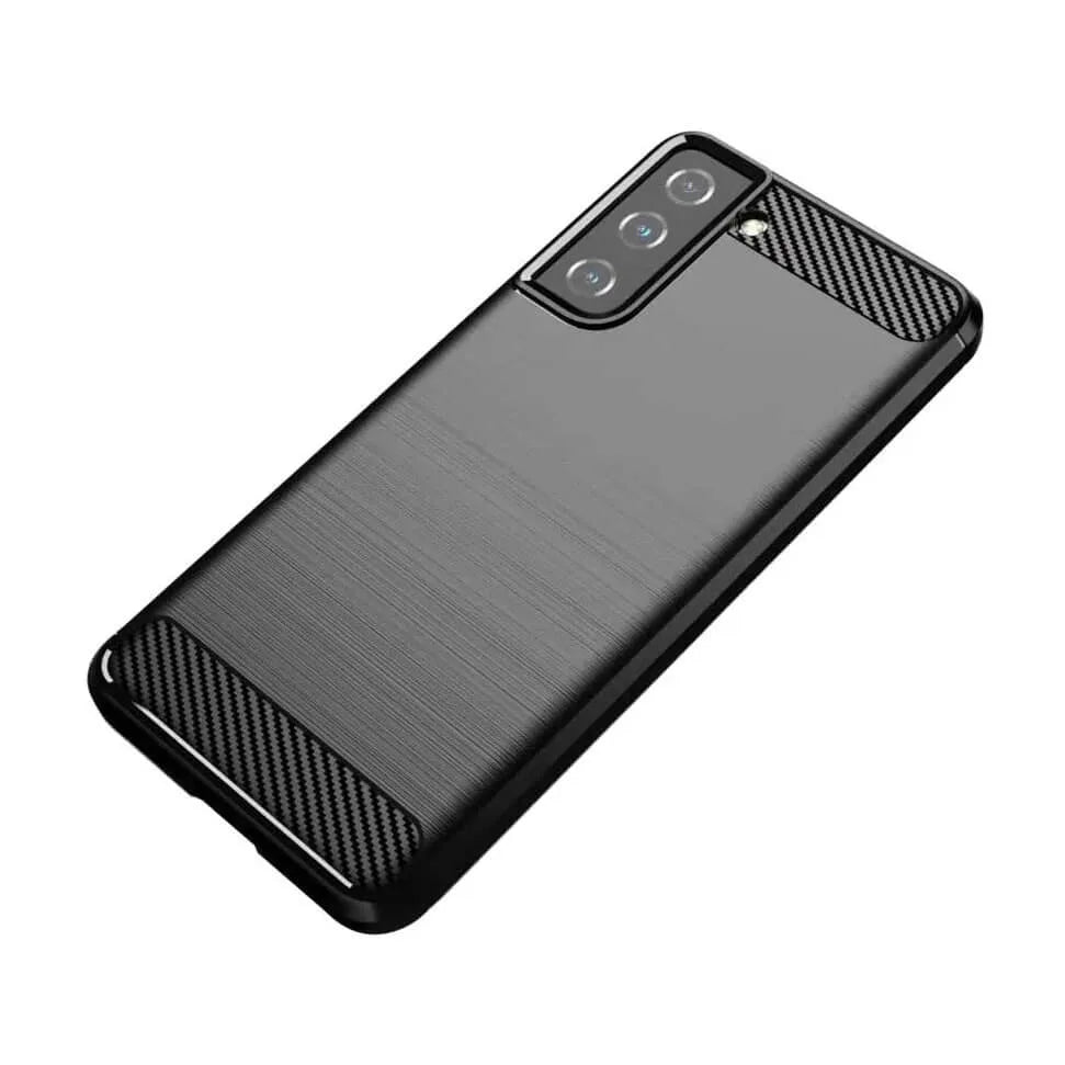 TPU Phone Cover For Samsung Galaxy S21 Carbon Fiber Case Black