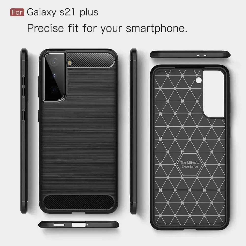 TPU Phone Cover For Samsung Galaxy S21 Plus Carbon Fiber Case Black