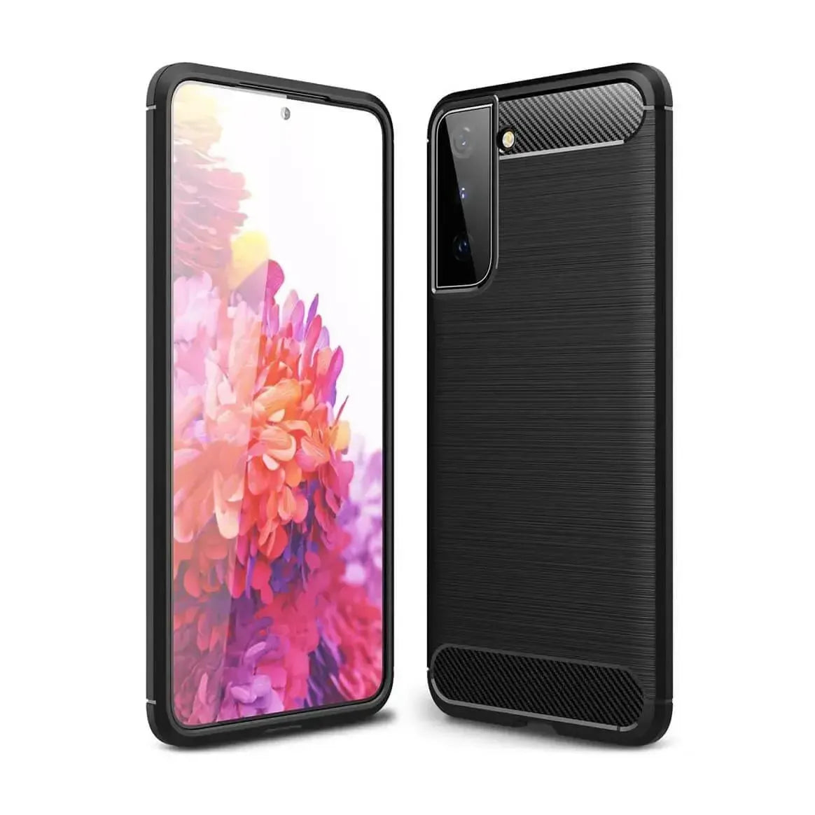TPU Phone Cover For Samsung Galaxy S21 Plus Carbon Fiber Case Black
