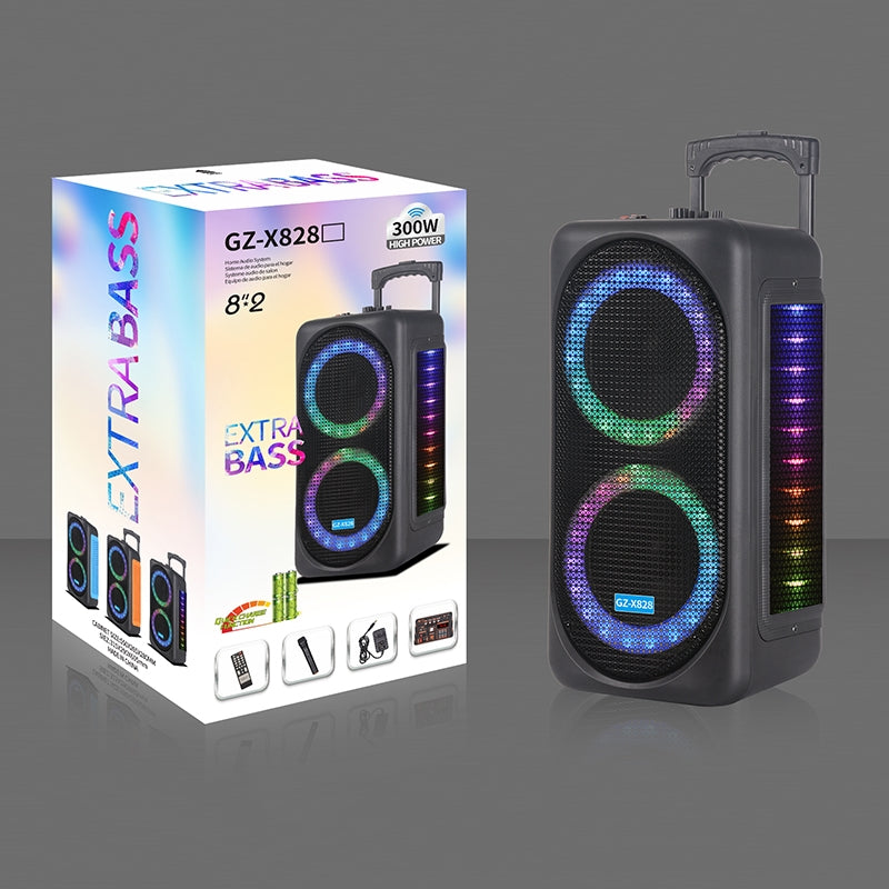 Extra Bass GZ-X828 Disco Light 300W Bluetooth Trolley Speaker-First Help Tech