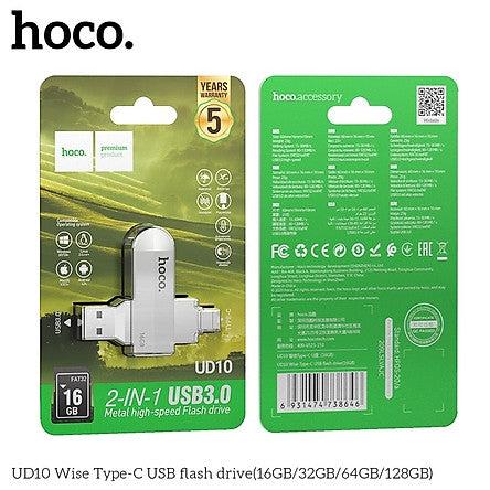 Hoco UD10 2 in 1 Type-C (USB) 3.0 Flash Drive 16GB Metal Grey-Memory Cards & SSD-First Help Tech