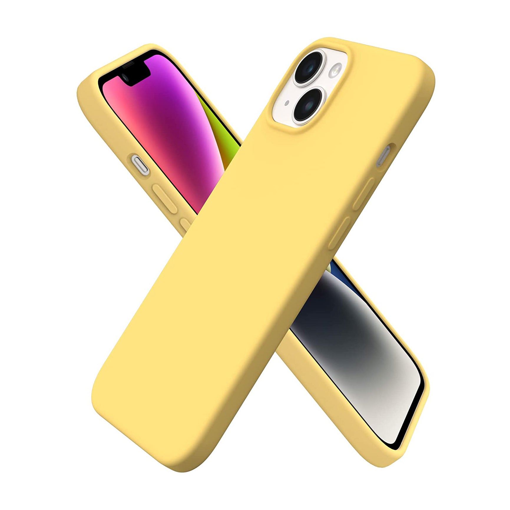 Liquid Silicone Case For Apple iPhone 14 Luxury Shockproof Phone Cover Yellow-First Help Tech