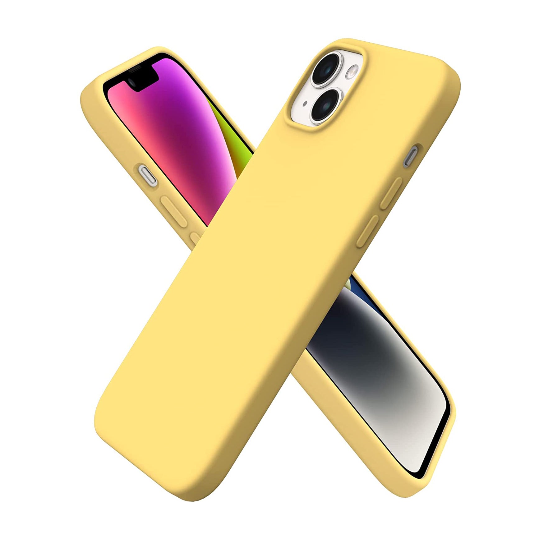 Liquid Silicone Case For Apple iPhone 14 Plus Luxury Thin Phone Cover Yellow-First Help Tech