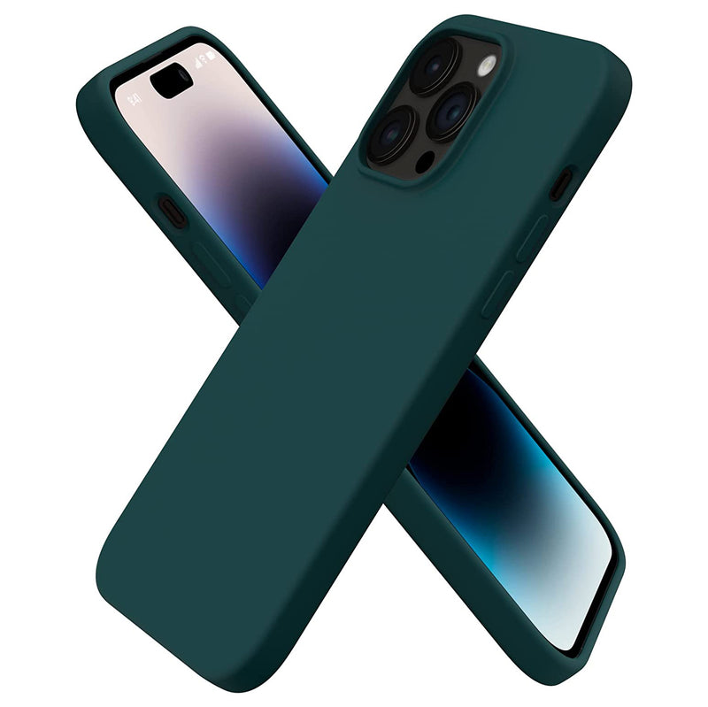 Liquid Silicone Case For Apple iPhone 14 Pro Max Luxury Thin Phone Cover Green-First Help Tech