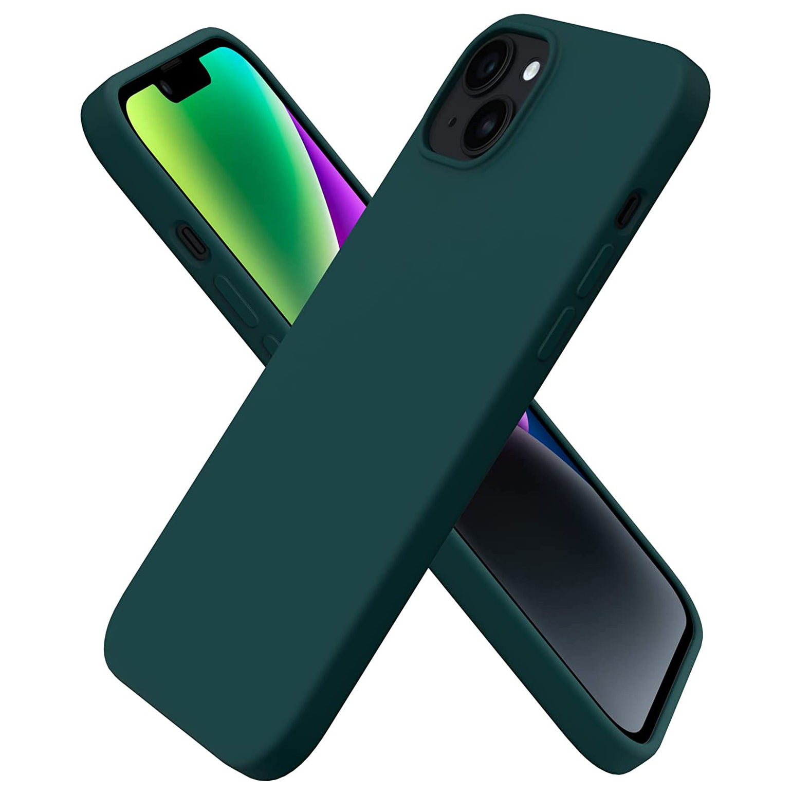 Liquid Silicone Case For Apple iPhone 14 Plus Luxury Thin Phone Cover Green-First Help Tech