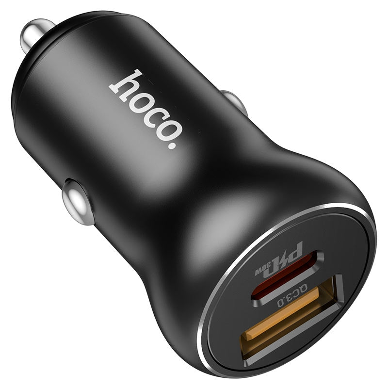 Hoco NZ5 Smooth Road PD30W+QC3.0 Car Charger Black-www.firsthelptech.ie