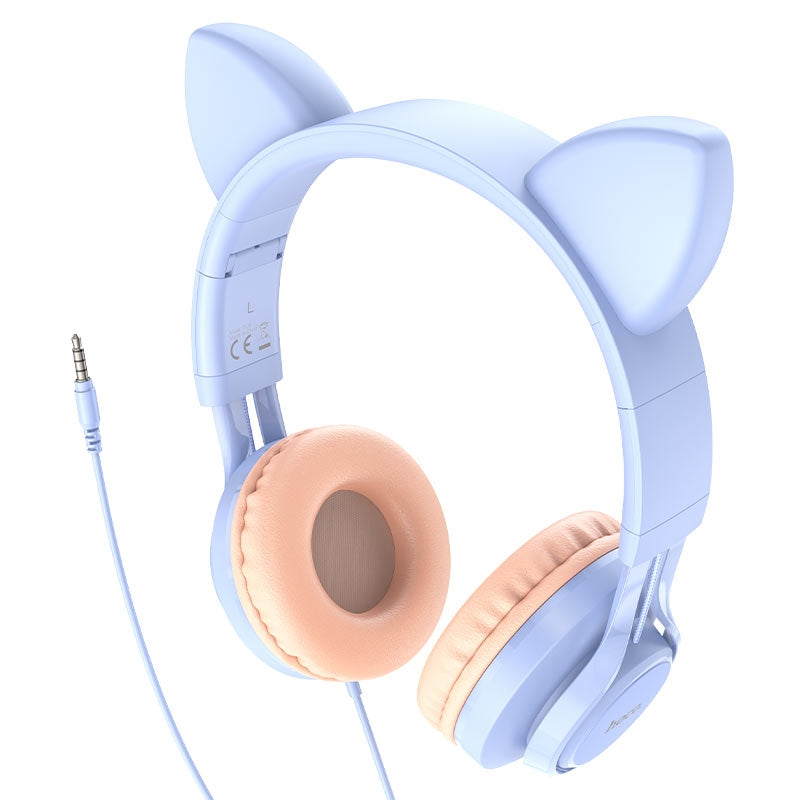 Hoco W36 Kids Edition Cat Ear Headphones With Mic Dream Blue