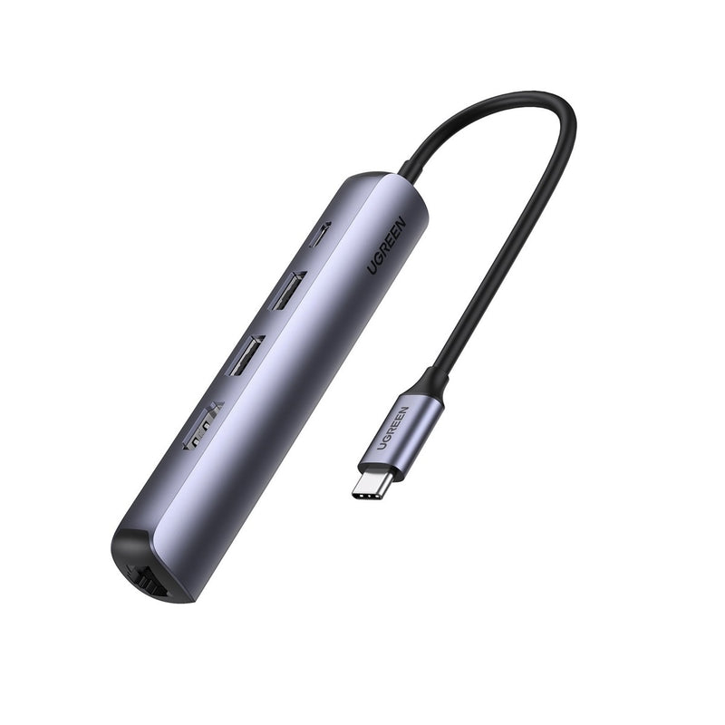 UGREEN 10919 Ultra Slim 5 in 1 USB-C to 2*USB 3.0 + HDMI + RJ45 + PD Black