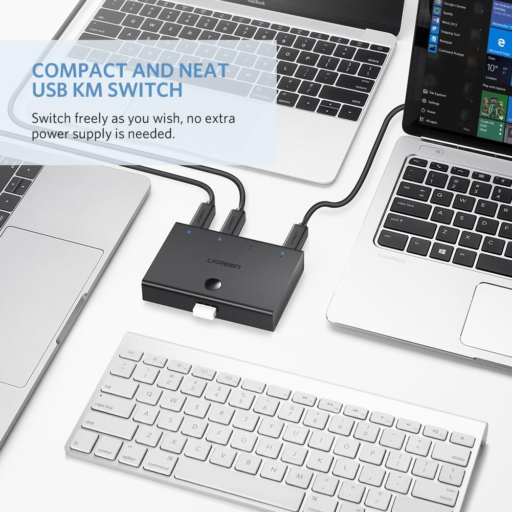 UGREEN 30346 4 In 1 Out USB 2.0 Sharing Switch Black
