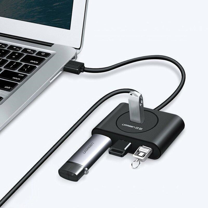 UGREEN 40850 4 in 1 USB 3.0 Hub with USB-C Port 1m Black-www.firsthelptech.ie