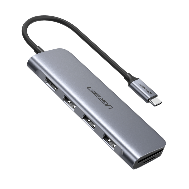 UGREEN 70410 Multifunctional USB-C to 3 Ports USB 3.0 + HDMI + TF/SD Space Gray