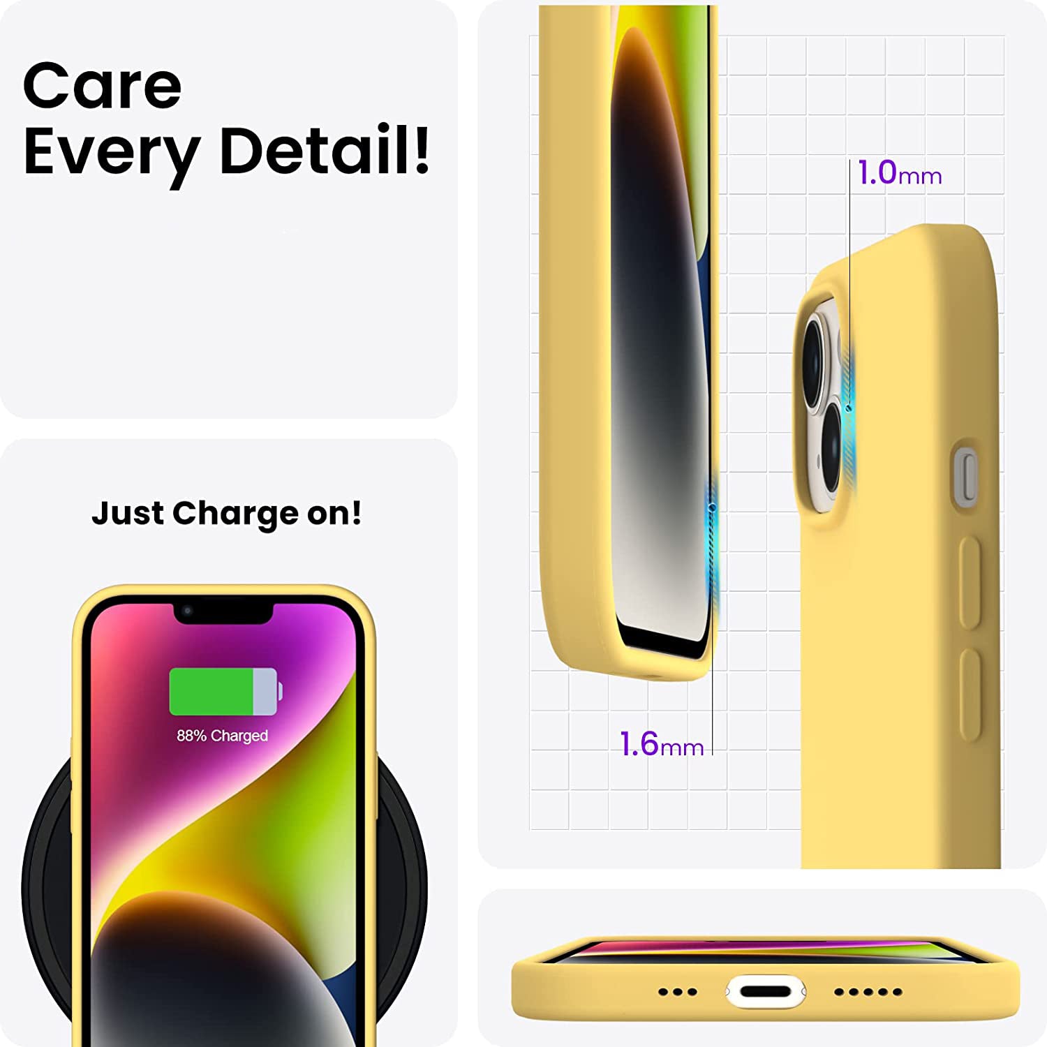 Liquid Silicone Case For Apple iPhone 14 Luxury Shockproof Phone Cover Yellow-First Help Tech