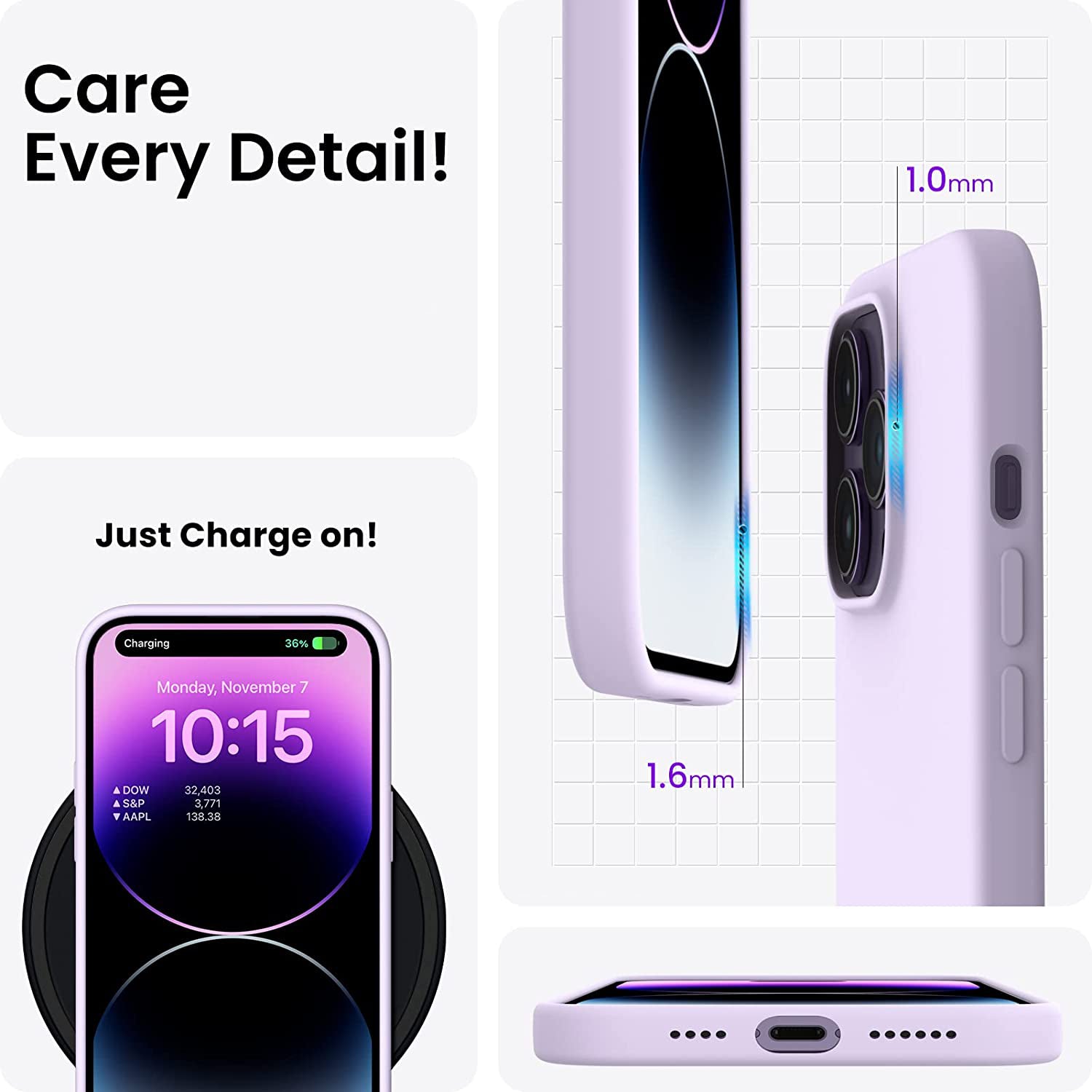 Liquid Silicone Case For Apple iPhone 14 Pro Max Luxury Thin Phone Cover Liliac Purple-First Help Tech