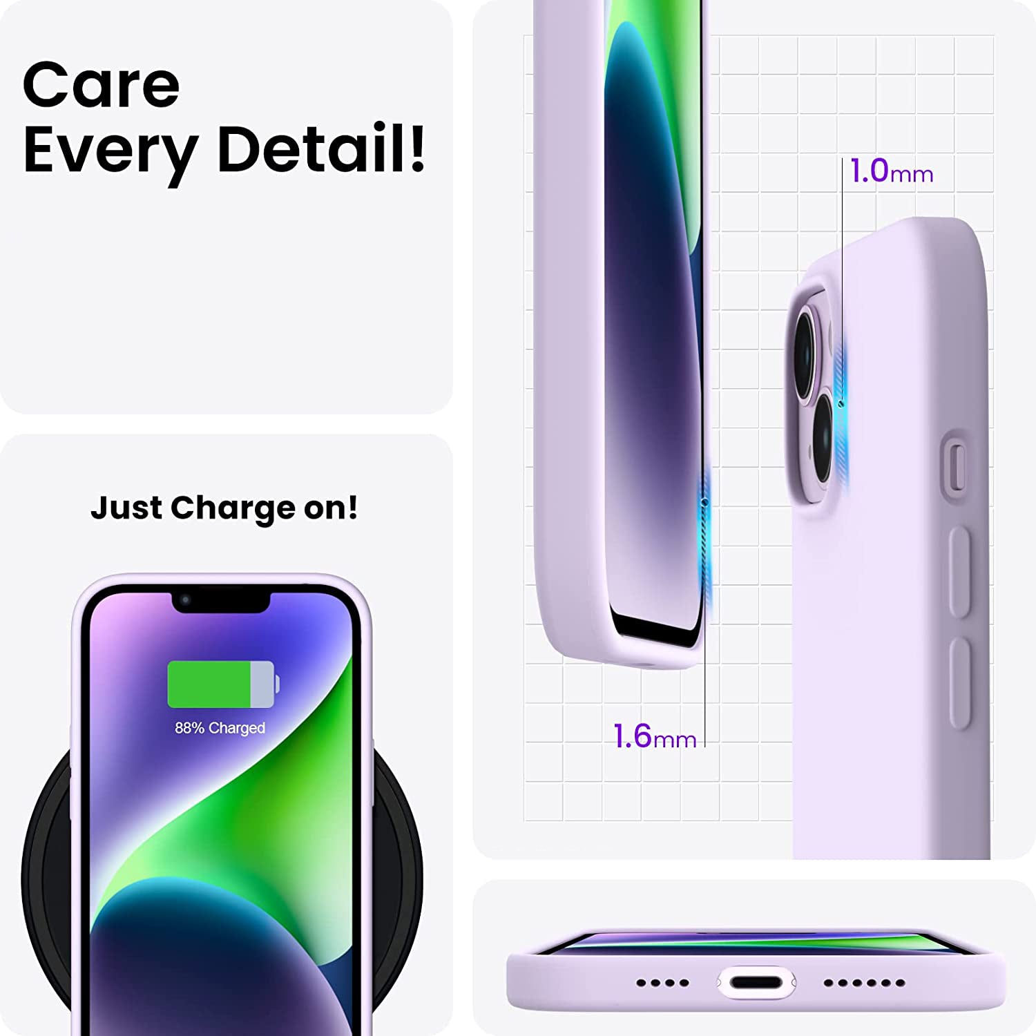 Liquid Silicone Case For Apple iPhone 14 Plus Luxury Thin Phone Cover Liliac Purple-First Help Tech